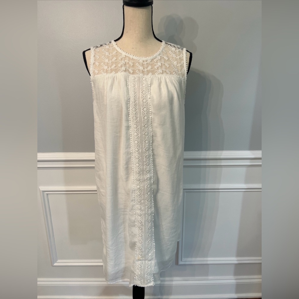 Indigo Rose Mini White Flowy Cottagecore Boho Prairie Dress Size Medium